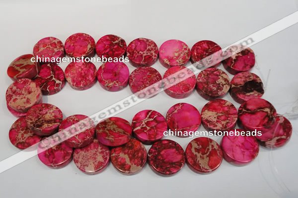 CDE665 15.5 inches 25mm coin dyed sea sediment jasper beads