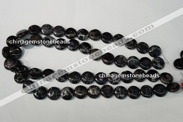 CDE688 15.5 inches 15mm flat round dyed sea sediment jasper beads