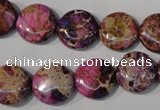 CDE706 15.5 inches 14mm flat round dyed sea sediment jasper beads