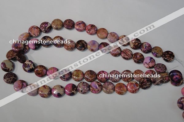 CDE706 15.5 inches 14mm flat round dyed sea sediment jasper beads