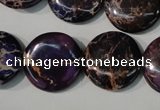 CDE707 15.5 inches 20mm flat round dyed sea sediment jasper beads