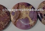 CDE708 15.5 inches 35mm flat round dyed sea sediment jasper beads