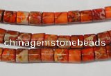 CDE735 15.5 inches 6*6mm tube dyed sea sediment jasper beads