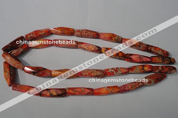 CDE744 15.5 inches 8*30mm faceted rice dyed sea sediment jasper beads