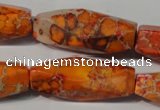 CDE745 15.5 inches 13*42mm faceted rice dyed sea sediment jasper beads