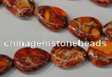 CDE754 15.5 inches 13*18mm flat teardrop dyed sea sediment jasper beads