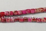 CDE780 15.5 inches 5*5mm cube dyed sea sediment jasper beads