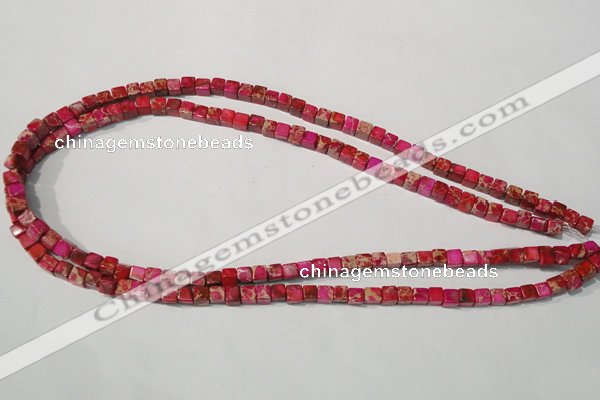 CDE780 15.5 inches 5*5mm cube dyed sea sediment jasper beads