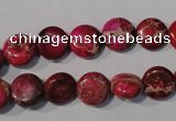 CDE785 15.5 inches 10mm flat round dyed sea sediment jasper beads