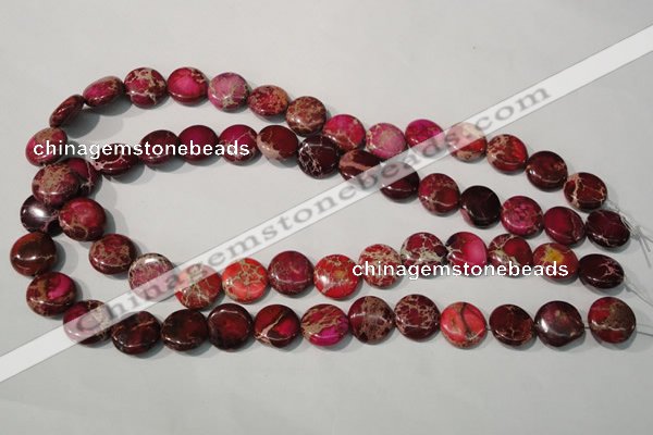 CDE786 15.5 inches 14mm flat round dyed sea sediment jasper beads