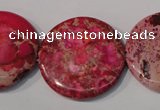 CDE788 15.5 inches 30mm flat round dyed sea sediment jasper beads