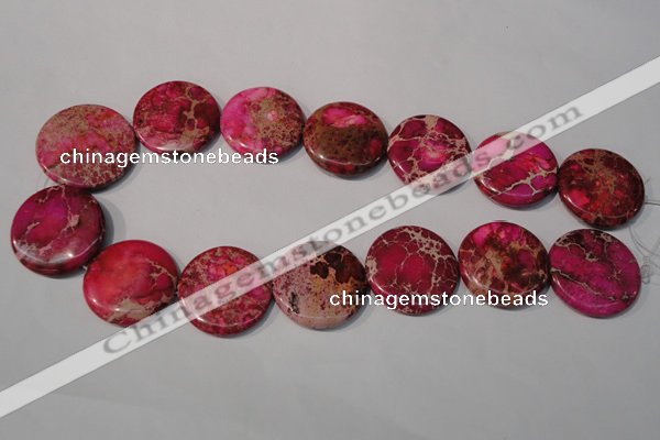 CDE788 15.5 inches 30mm flat round dyed sea sediment jasper beads