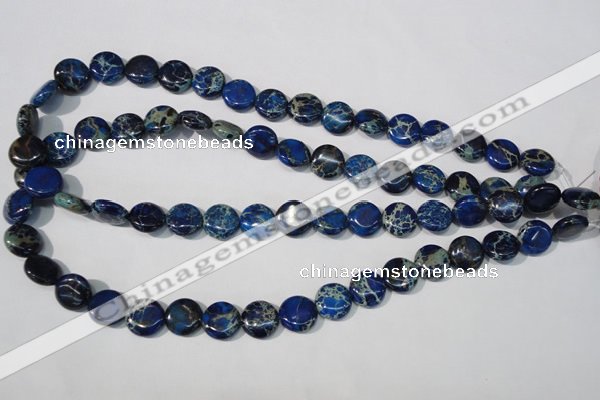 CDE906 15.5 inches 12mm flat round dyed sea sediment jasper beads