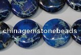 CDE908 15.5 inches 20mm flat round dyed sea sediment jasper beads