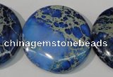 CDE909 15.5 inches 35mm flat round dyed sea sediment jasper beads