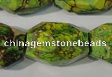 CDE933 15.5 inches 19*30mm faceted nuggets dyed sea sediment jasper beads