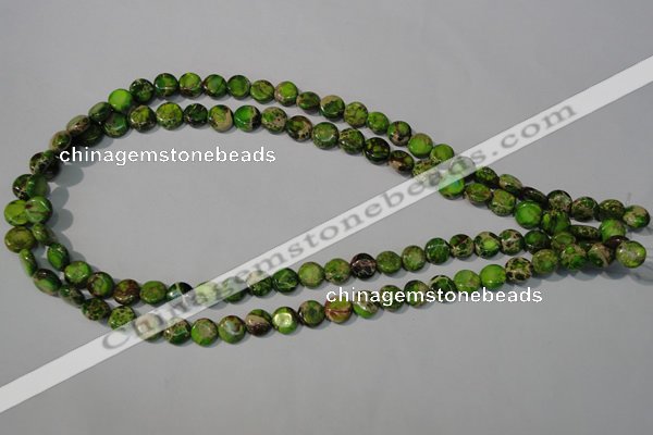 CDE935 15.5 inches 8mm flat round dyed sea sediment jasper beads