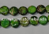 CDE936 15.5 inches 10mm flat round dyed sea sediment jasper beads