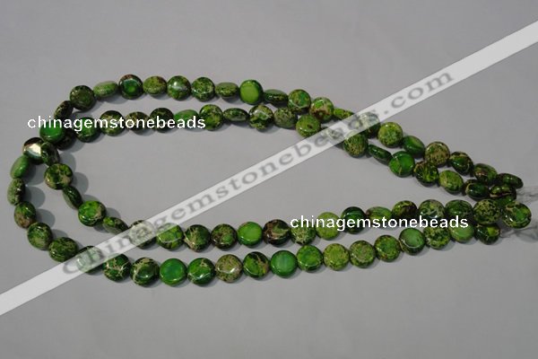 CDE936 15.5 inches 10mm flat round dyed sea sediment jasper beads