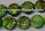 CDE937 15.5 inches 16mm flat round dyed sea sediment jasper beads