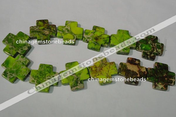 CDE953 15.5 inches 35*35mm cross dyed sea sediment jasper beads