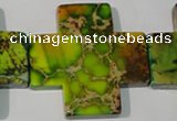 CDE954 15.5 inches 45*45mm cross dyed sea sediment jasper beads