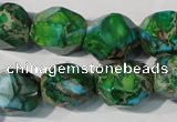 CDE964 15.5 inches 14*17mm faceted nuggets dyed sea sediment jasper beads