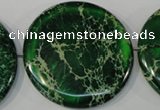 CDE977 15.5 inches 45mm flat round dyed sea sediment jasper beads