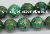 CDE98 15.5 inches 14mm faceted round dyed sea sediment jasper beads