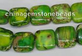 CDI121 15.5 inches 14*14mm square dyed imperial jasper beads