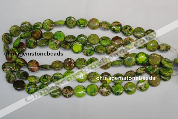 CDI123 15.5 inches 14mm flat round dyed imperial jasper beads