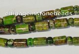 CDI142 15.5 inches 3*6mm rondelle & 6*9mm tube dyed imperial jasper beads