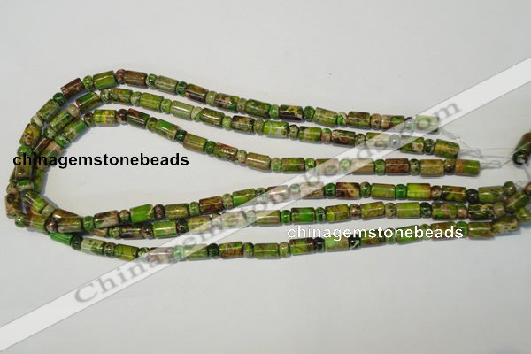 CDI142 15.5 inches 3*6mm rondelle & 6*9mm tube dyed imperial jasper beads