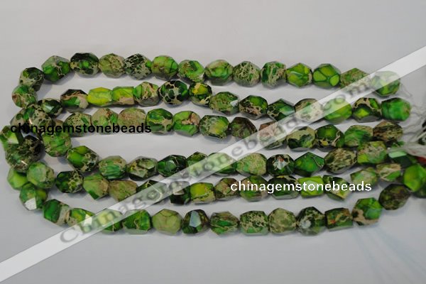 CDI155 15.5 inches 10*12mm faceted nugget dyed imperial jasper beads