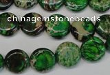 CDI170 15.5 inches 12mm flat round dyed imperial jasper beads