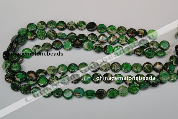 CDI170 15.5 inches 12mm flat round dyed imperial jasper beads