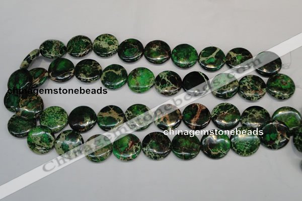 CDI174 15.5 inches 20mm flat round dyed imperial jasper beads