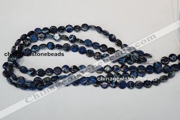 CDI230 15.5 inches 10mm flat round dyed imperial jasper beads