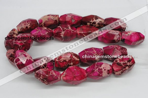 CDI28 16 inches 25*35mm faceted nuggets dyed imperial jasper beads