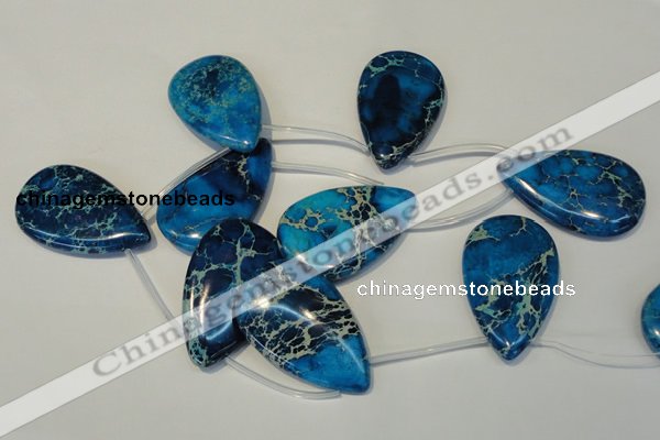 CDI345 Top-drilled 30*50mm flat teardrop dyed imperial jasper beads