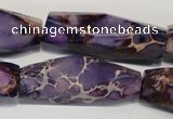 CDI386 15.5 inches 12*40mm faceted rice dyed imperial jasper beads