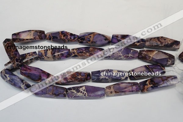 CDI386 15.5 inches 12*40mm faceted rice dyed imperial jasper beads