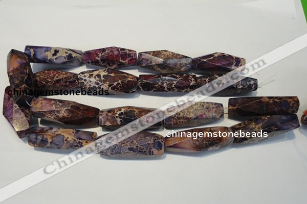 CDI388 15.5 inches 14*44mm faceted rice dyed imperial jasper beads