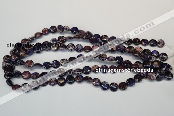 CDI397 15.5 inches 10mm flat round dyed imperial jasper beads