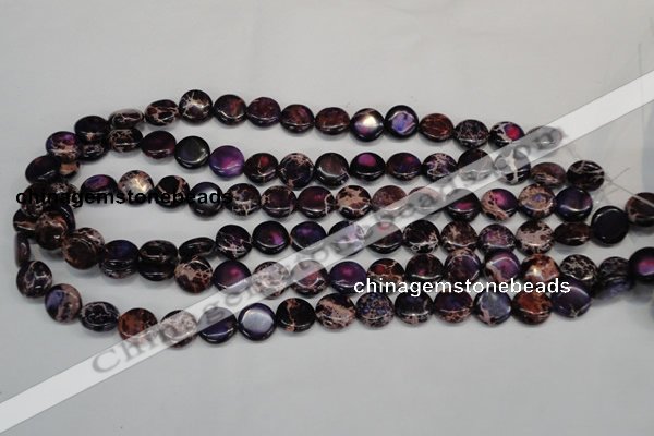 CDI398 15.5 inches 12mm flat round dyed imperial jasper beads