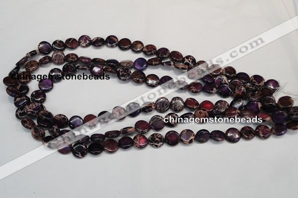 CDI405 15.5 inches 10mm flat round dyed imperial jasper beads