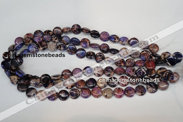 CDI406 15.5 inches 12mm flat round dyed imperial jasper beads