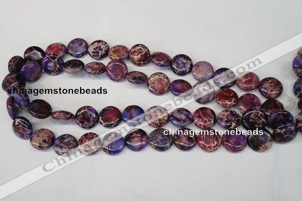 CDI408 15.5 inches 16mm flat round dyed imperial jasper beads