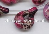 CDI43 16 inches 22*35mm petal shaped dyed imperial jasper beads