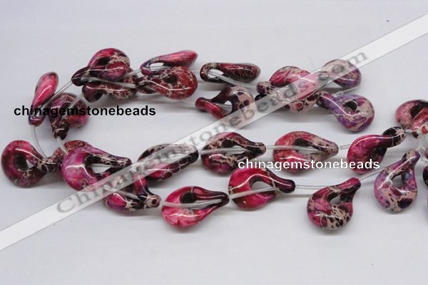 CDI43 16 inches 22*35mm petal shaped dyed imperial jasper beads